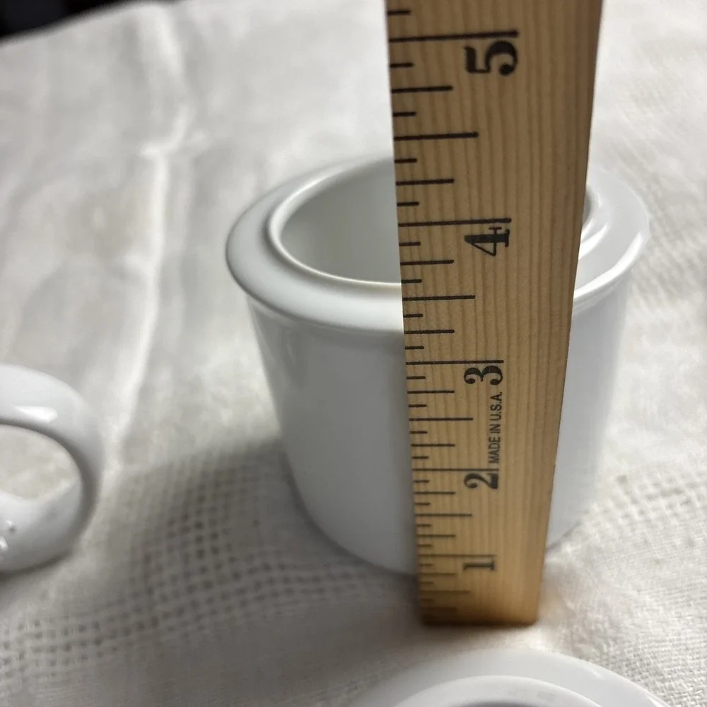 Dansk Cafe Blanc Creamer & Sugar Bowl w/ Lids Bright White Porcelain‎ NWOT